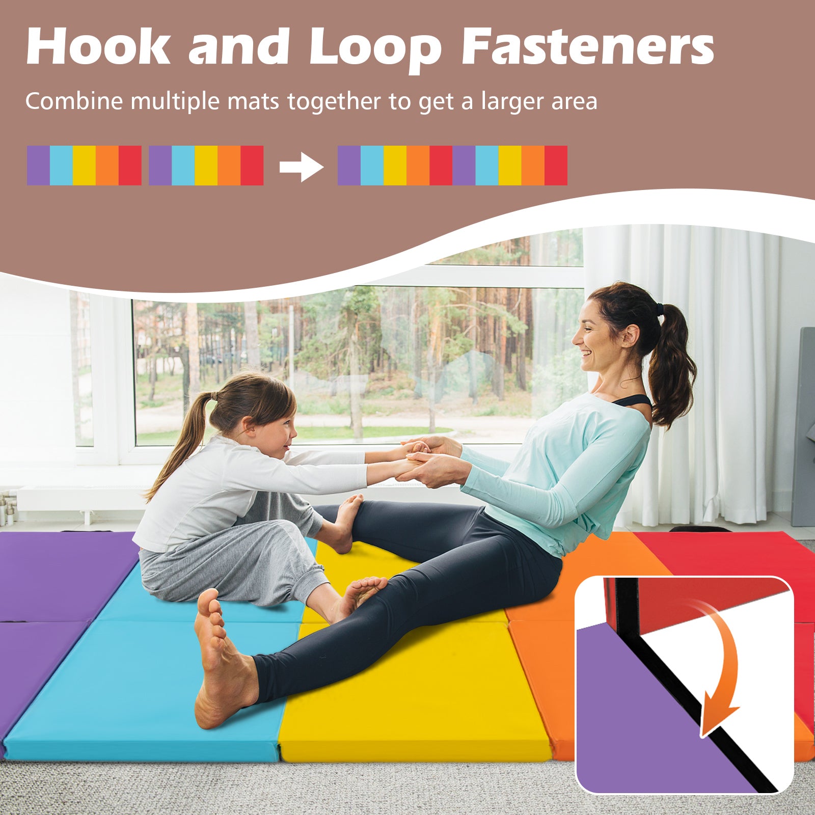 5-Panel Folding Gymnastics Mat for Kids-Red