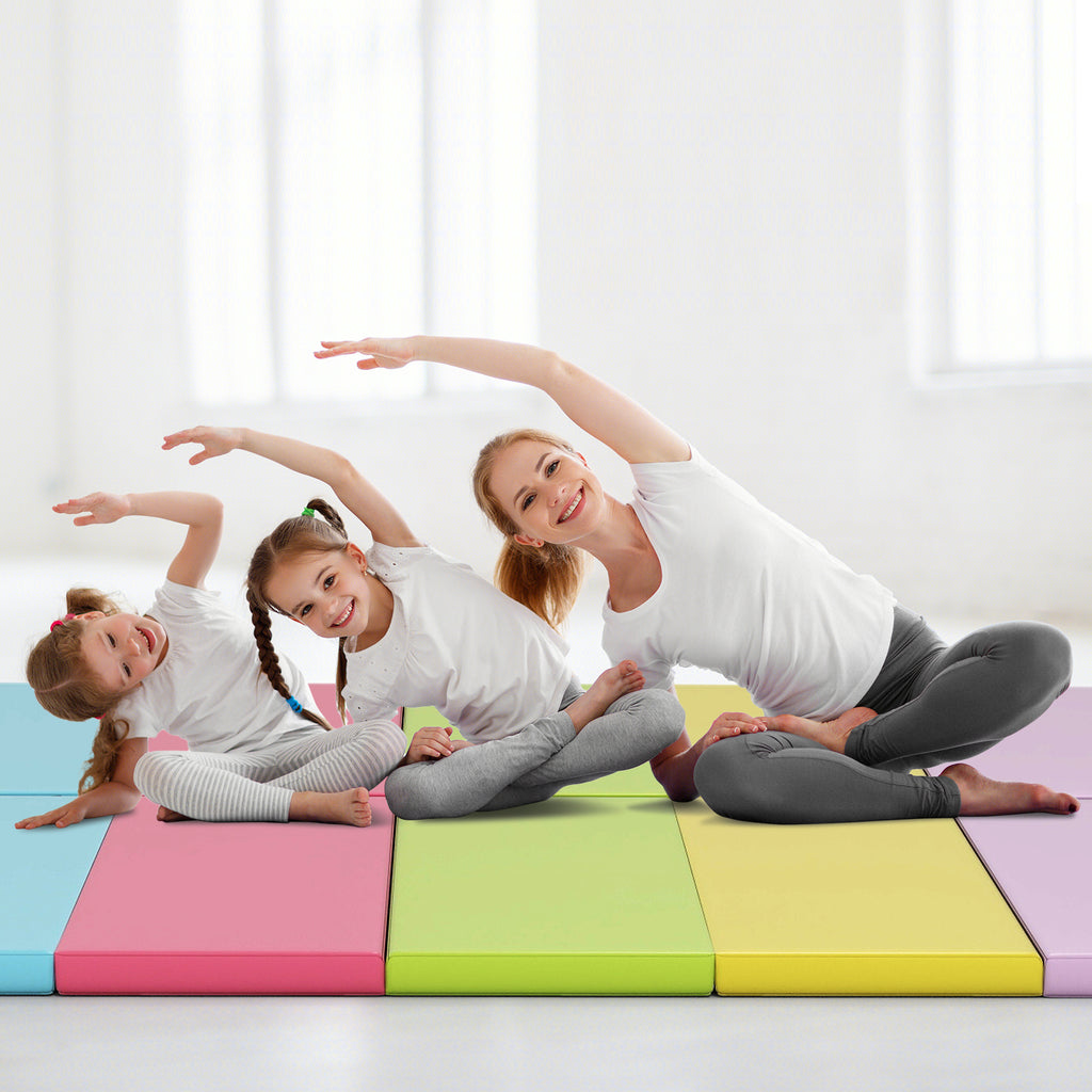 5-Panel Folding Gymnastics Mat for Kids-Green