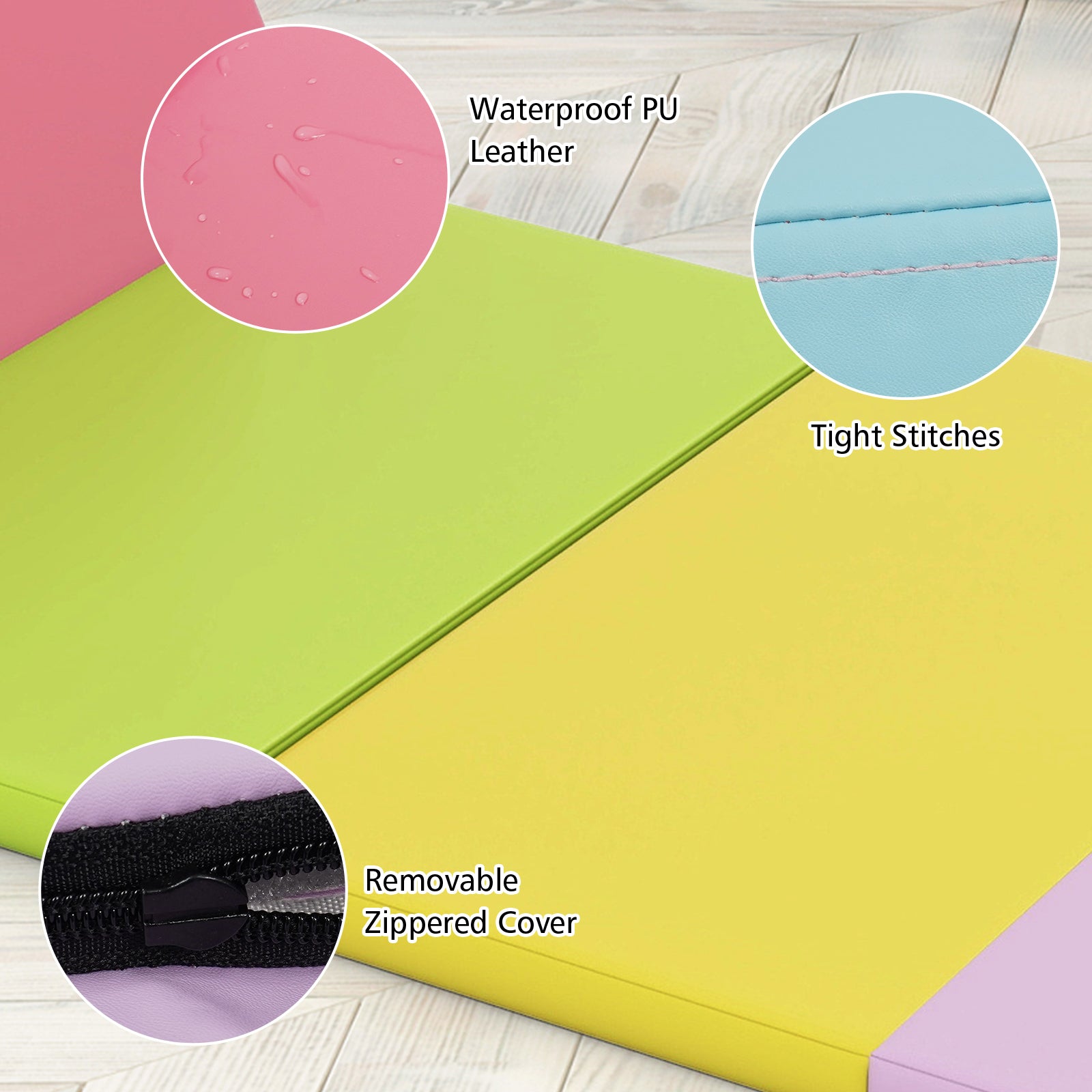 5-Panel Folding Gymnastics Mat for Kids-Green