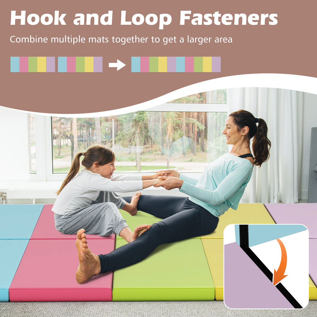 5-Panel Folding Gymnastics Mat for Kids-Green