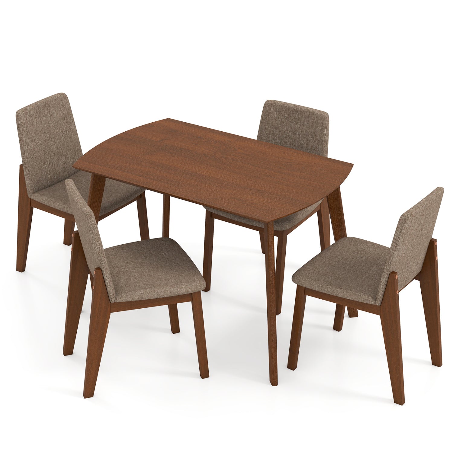 5-Piece Kitchen Table and Upholstered Chairs-Light Brown
