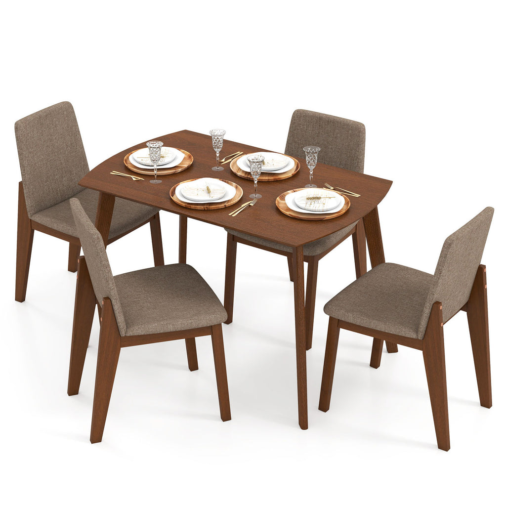 5-Piece Kitchen Table and Upholstered Chairs-Light Brown