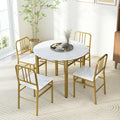 5-Piece Round Dining Table Set with Storage Shelf for Dining Room-White