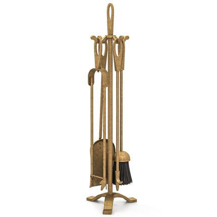 5 Pieces Fireplace Tool Set Fireplace Accessories with Poker-Copper
