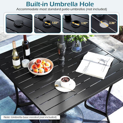 5 Pieces Outdoor Dining Set with 4 Swivel Chairs and 36 Inch Square Patio Table-Black