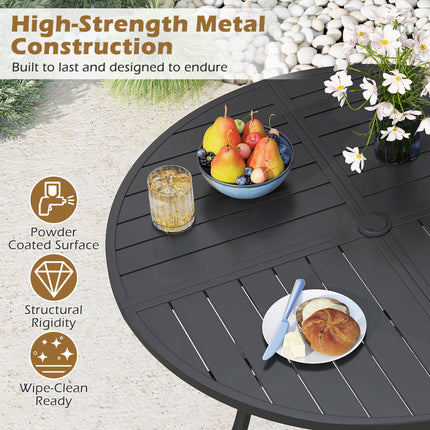 5 Pieces Patio Dining Set for 4 42.5 inch Outdoor Round Metal Table-Coffee and Black