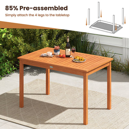 5 Pieces Patio Wood Dining Set Outdoor Rectangular Table and Chairs