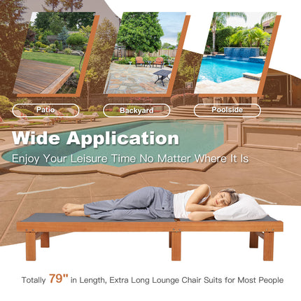 5-Postion Backrest Adjustable Outdoor Wood Chaise Lounge Chair-2
