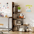 5-Tier 62 Inch Tall Stepped Bookshelf with Heavy Duty Metal Frame-Rustic Brown