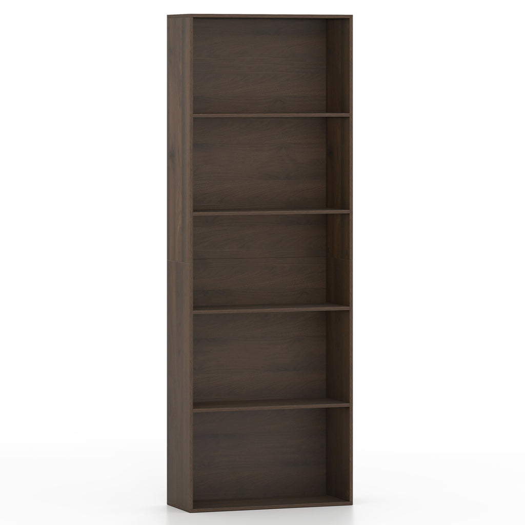 5-Tier Bookshelf Open Bookcase Freestanding Display Shelf Storage Organizer-Dark Walnut