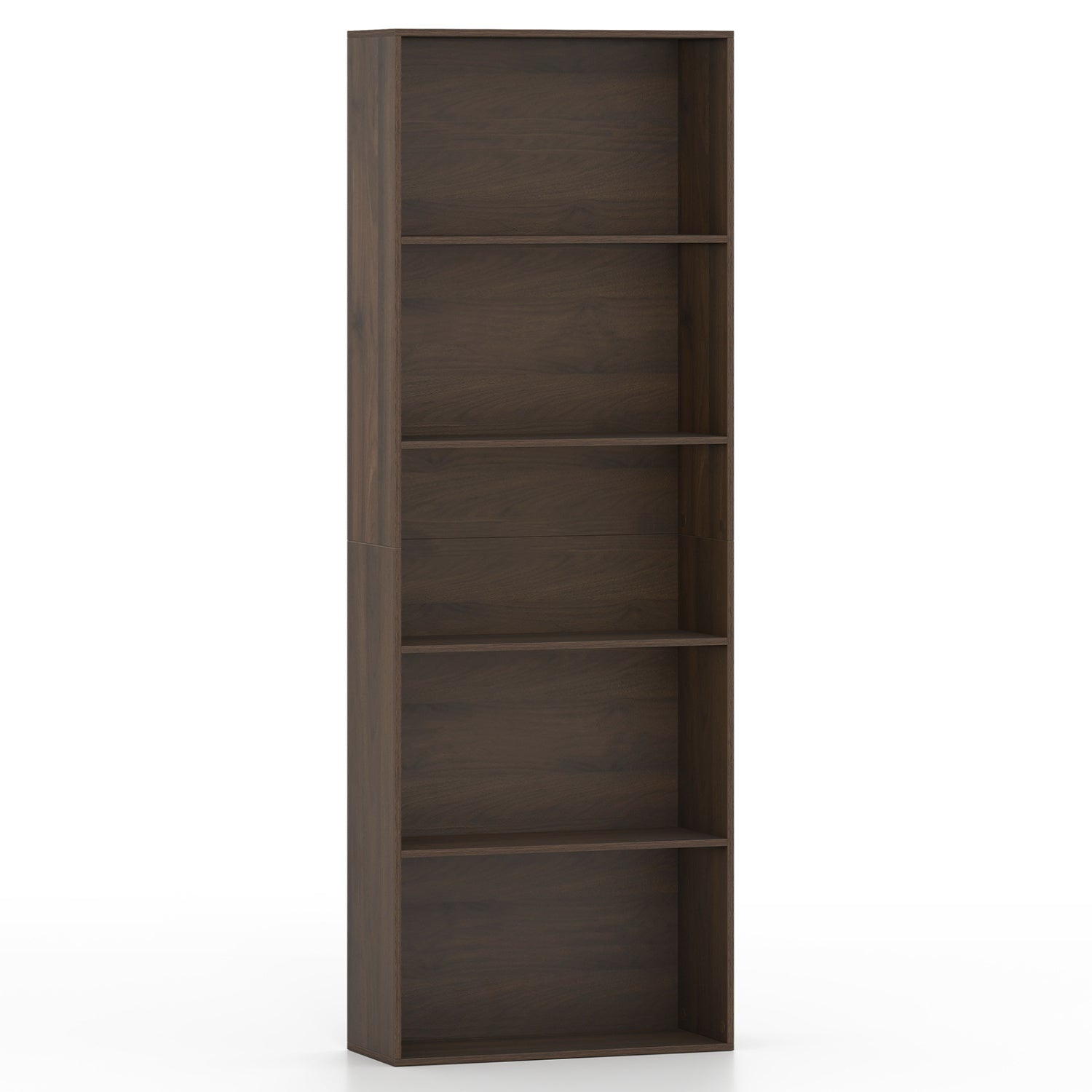 5-Tier Bookshelf Open Bookcase Freestanding Display Shelf Storage Organizer-Dark Walnut