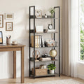 5-Tier Bookshelf Tall Wooden Open Bookcase with Back Panels-Oak