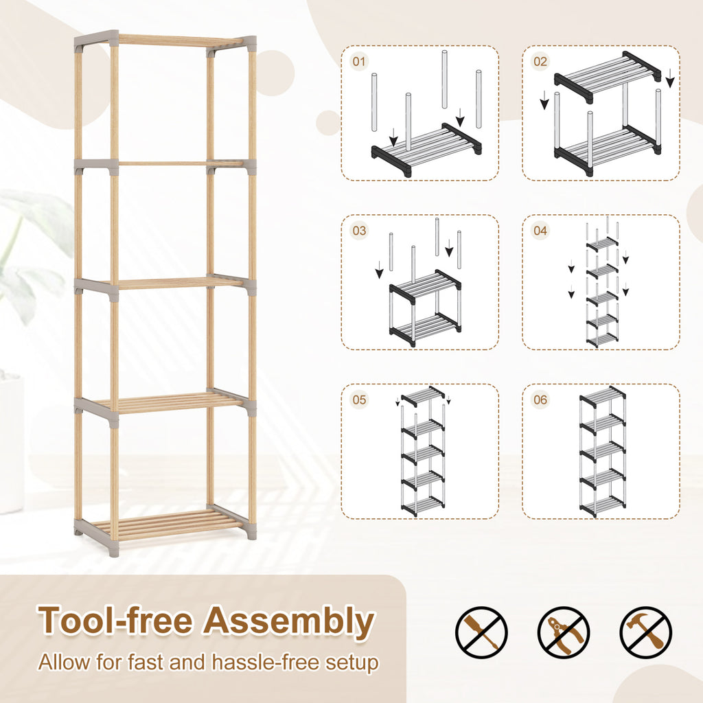 5-Tier Bookshelf with Open Shelves for Home Office and Bathroom-5-Tier