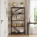 5-Tier Bookshelf with Half-Moon Shape for Living Room and Home Office-Rustic Brown