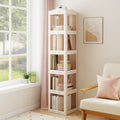 5-Tier Foldable Rotating Bookshelf 360° Spinning Bookcase with Swivel Base-White