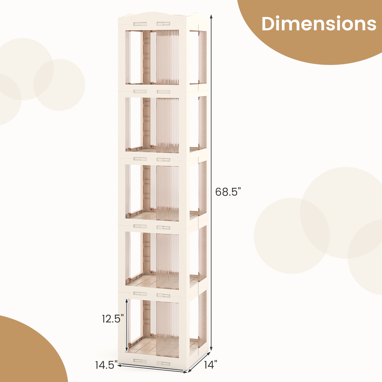 5-Tier Foldable Rotating Bookshelf 360° Spinning Bookcase with Swivel Base-White