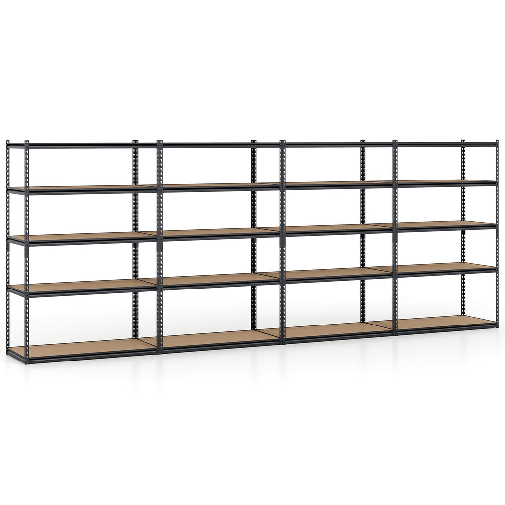 Ensemble de 4 étagères de garage à 5 niveaux, robustes, ajustables, capacité de 2200 lb