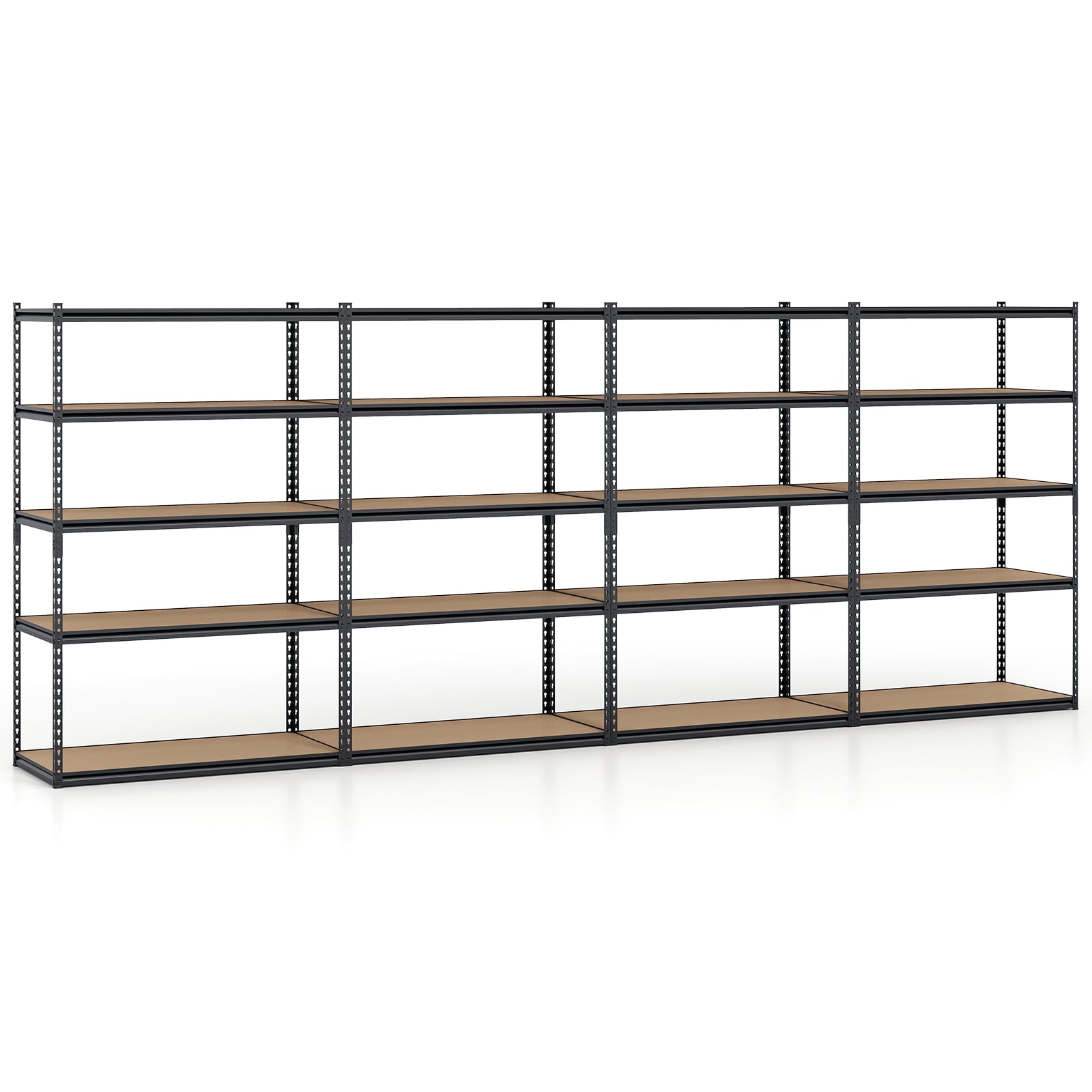 Ensemble de 4 étagères de garage à 5 niveaux, robustes, ajustables, capacité de 2200 lb