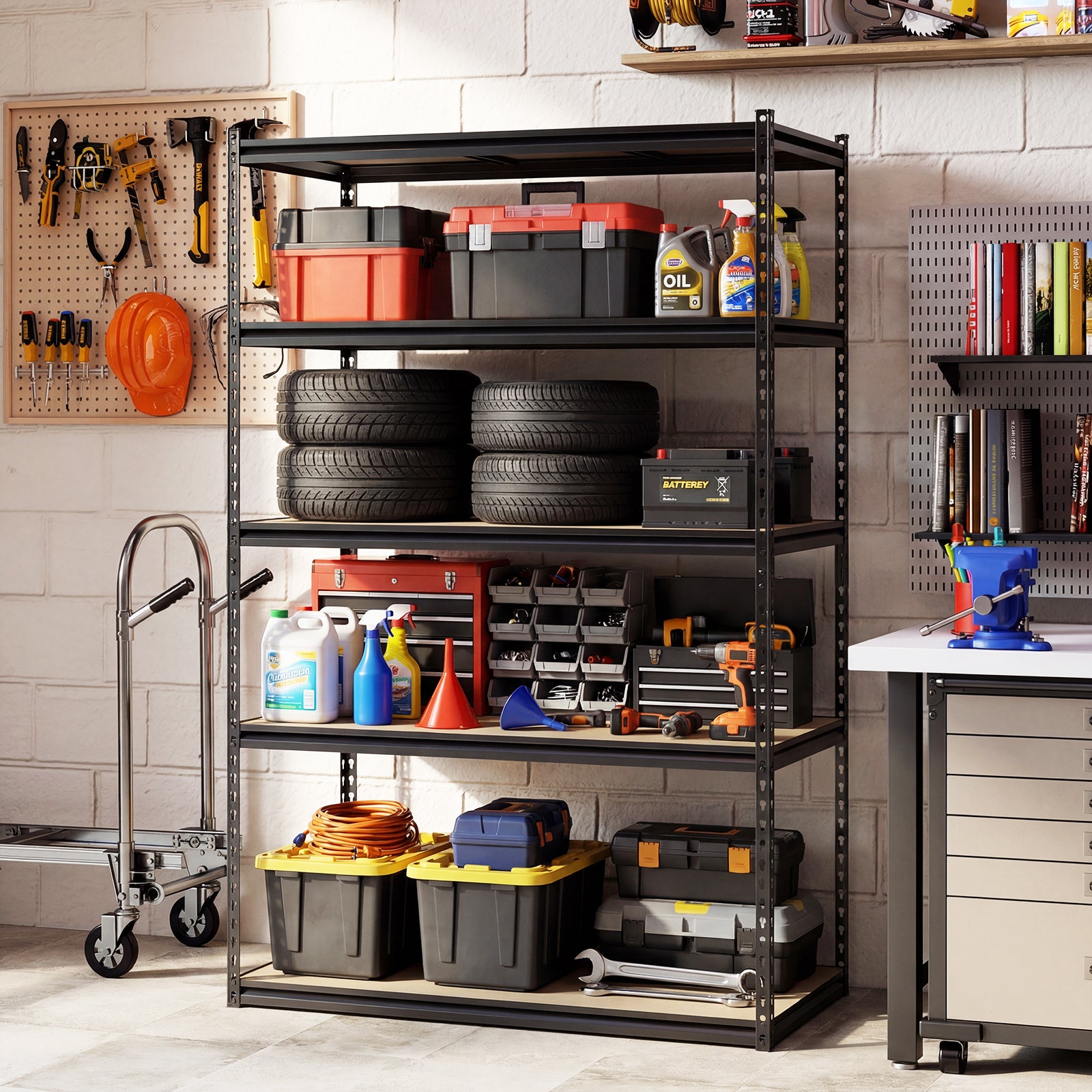 Étagère de garage à 5 niveaux, 1000 kg, usage intensif, réglable - 1 pièce