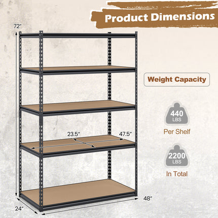 5-Tier Garage Shelving Unit 2200 LBS Heavy Duty Adjustable Utility Rack-1 Piece