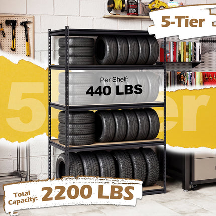 5-Tier Garage Shelving Unit 2200 LBS Heavy Duty Adjustable Utility Rack-1 Piece