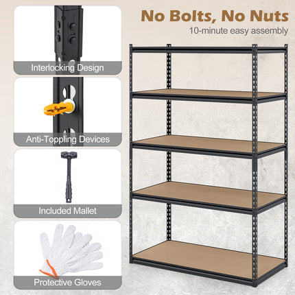 5-Tier Garage Shelving Unit 2200 LBS Heavy Duty Adjustable Utility Rack-1 Piece