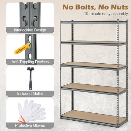 5-Tier Garage Shelving Unit 2200 LBS Metal Storage Shelves Adjustable Utility Rack for Warehouse-Set of 4