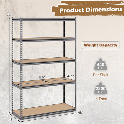 5-Tier Garage Shelving Unit 2200 LBS Metal Storage Shelves Adjustable Utility Rack for Warehouse-Set of 4