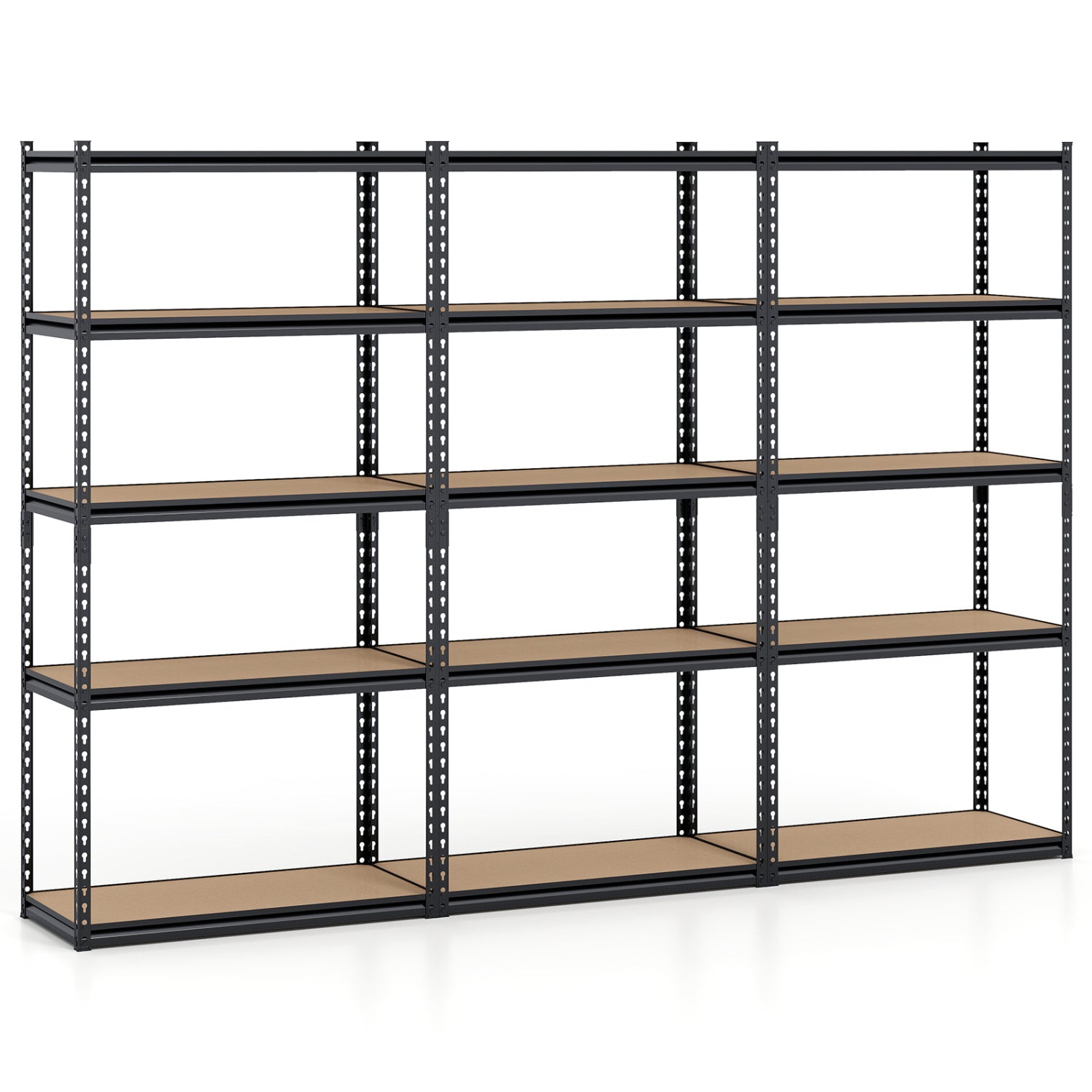 Lot de 3 - Étagères de garage à 5 niveaux - Capacité 1000 kg - Métal - Rangement - Étagères utilitaires réglables