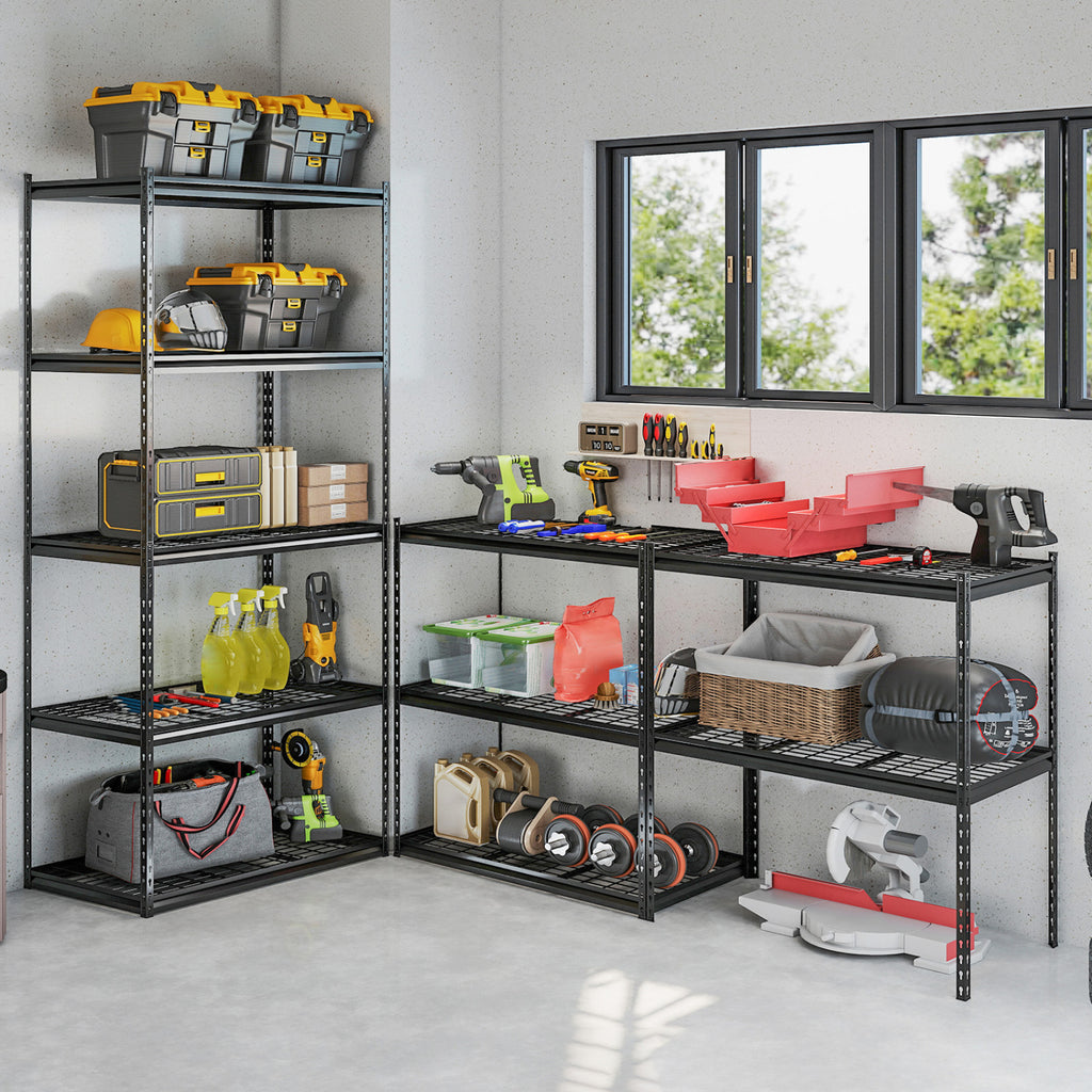 5-Tier Heavy-Duty Metal Shelving Unit with Adjustable Wire Rack Set of 2