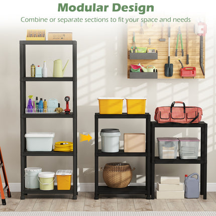 5-Tier Heavy-Duty Plastic Storage Shelves Freestanding Garage Shelving Unit
