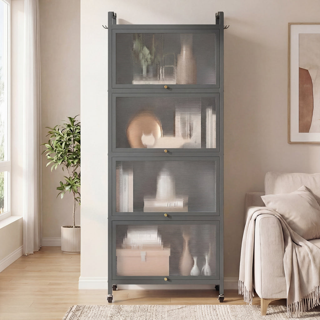 5-Tier Kitchen Baker's Rack with Flip-up PC Doors-Gray