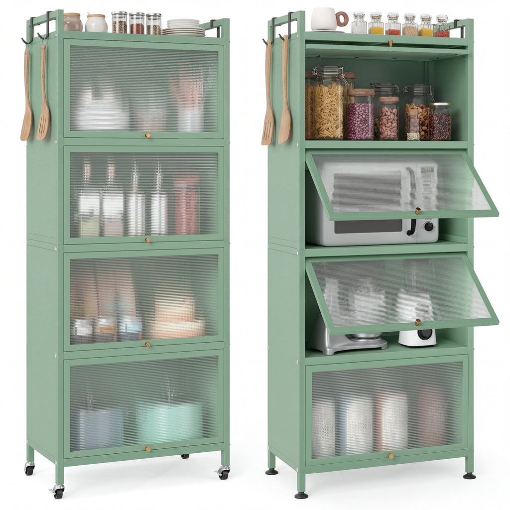 5-Tier Kitchen Baker's Rack with Flip-up PC Doors-Green