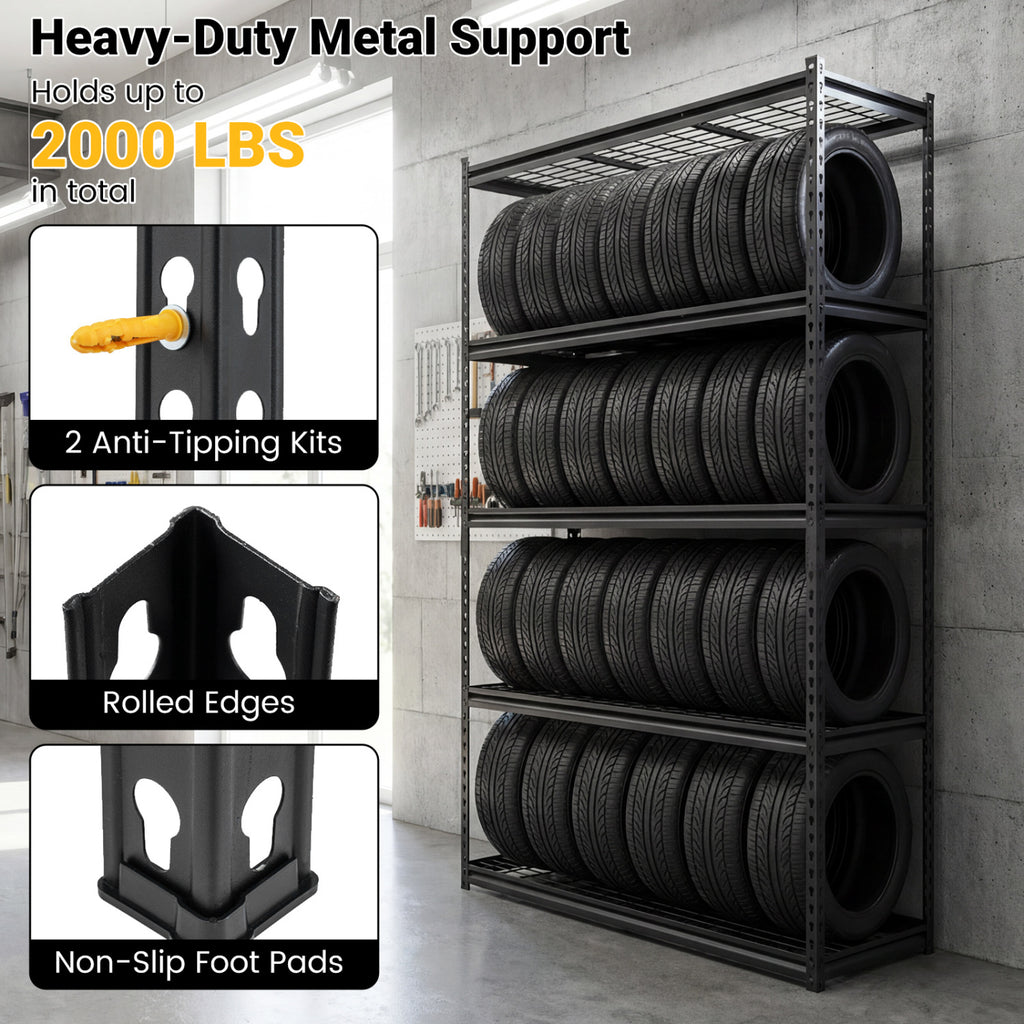 5-Tier Metal Shelving Unit 2000 lbs Capacity with Adjustable Wire Racks Set of 2