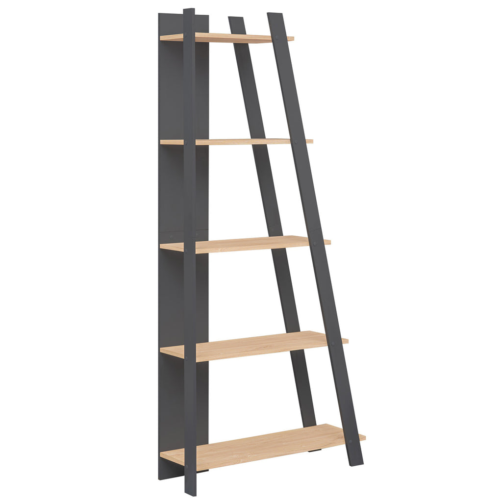 5-Tier Modern Bookshelf Narrow Vertical Display Shelf for Small Space-Gray