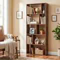 5-Tier Modern Bookshelf with Open Back and 2 Anti-Tipping Kits-Brown