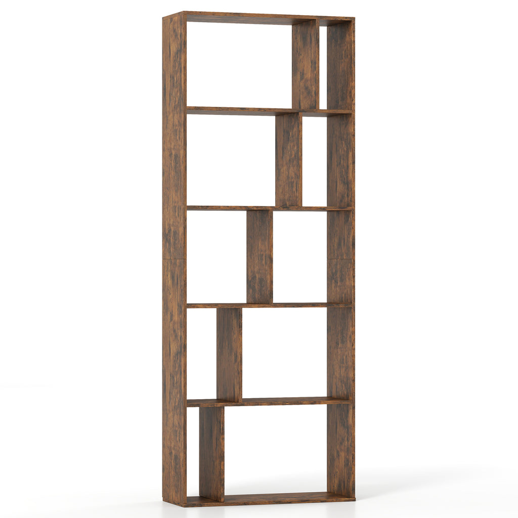 5-Tier Modern Bookshelf with Open Back and 2 Anti-Tipping Kits-Brown