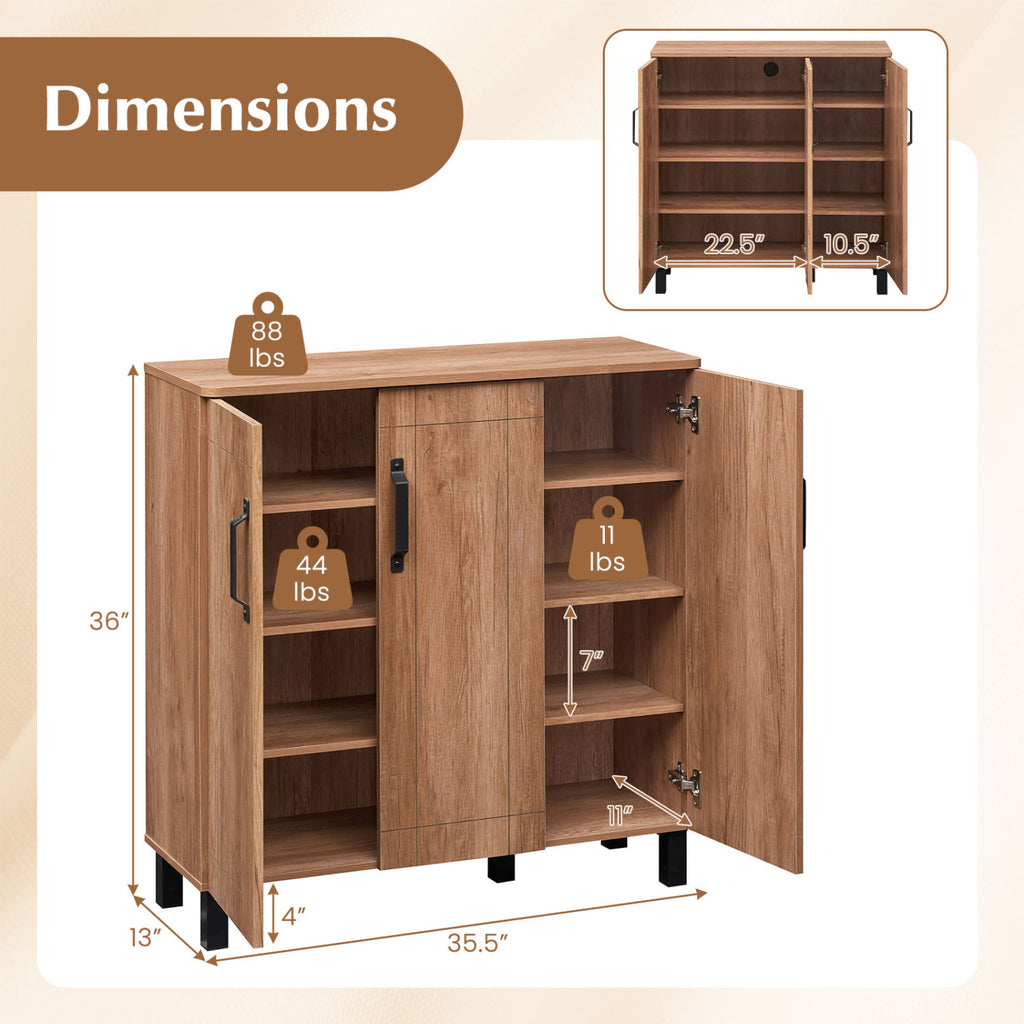 5-Tier Shoe Storage Cabinet Freestanding Shoe Rack Organizer for Entryway-Oak