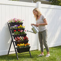 Jardinière verticale surélevée à 5 niveaux avec roues pour l'arrière-cour
