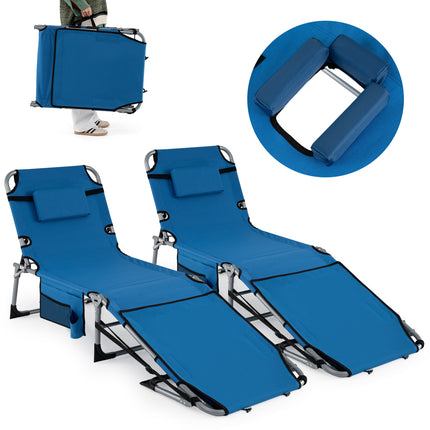 5-position Outdoor Folding Chaise Lounge Chair-Blue