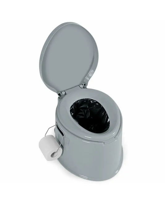 5L Portable Travel Toilet with Paper Holder for Outdoor - Gray - Outdoor