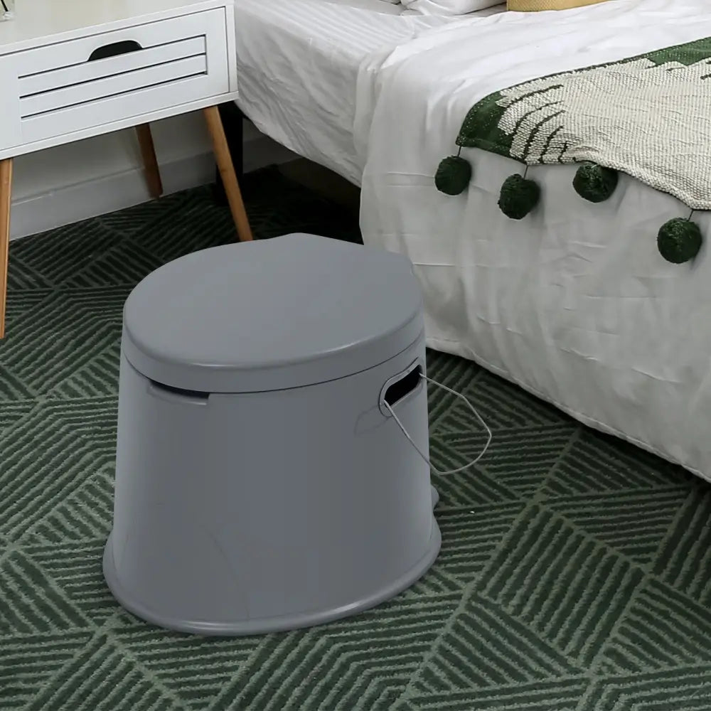 5L Portable Travel Toilet with Paper Holder for Outdoor - Gray - Outdoor