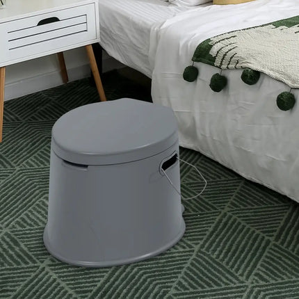 5L Portable Travel Toilet with Paper Holder for Outdoor - Gray - Outdoor