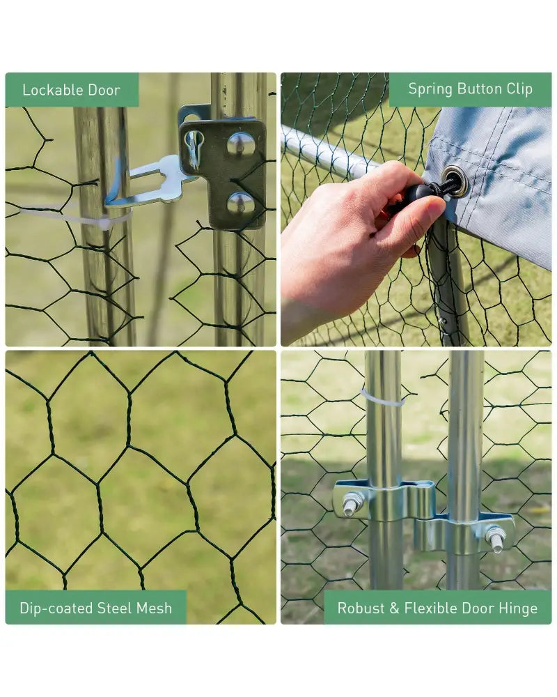 6.2 Feet/12.5 Feet/19 Feet Large Metal Chicken Coop Outdoor Galvanized Dome Cage with Cover-L - Black - Chicken Coops