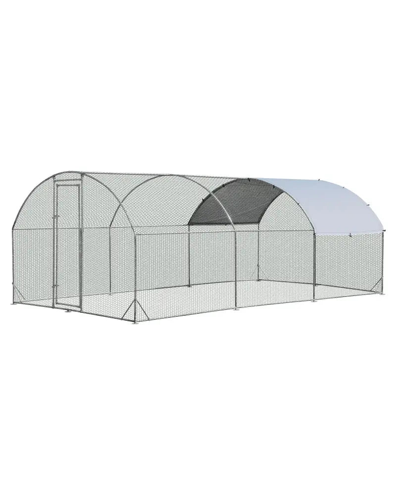 6.2 Feet/12.5 Feet/19 Feet Large Metal Chicken Coop Outdoor Galvanized Dome Cage with Cover-L - Black - Chicken Coops
