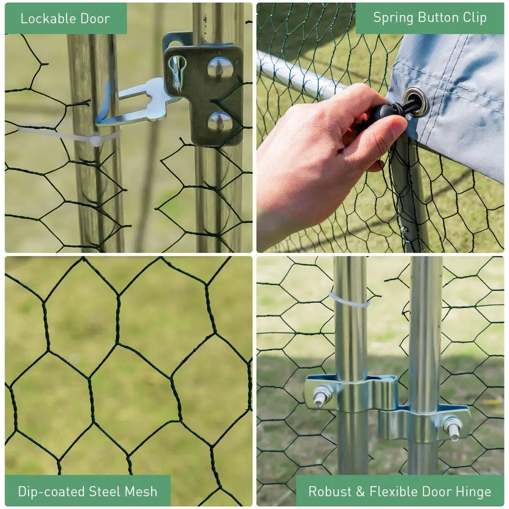 6.2 Feet/12.5 Feet/19 Feet Large Metal Chicken Coop Outdoor Galvanized Dome Cage with Cover-L - Black - Chicken Coops