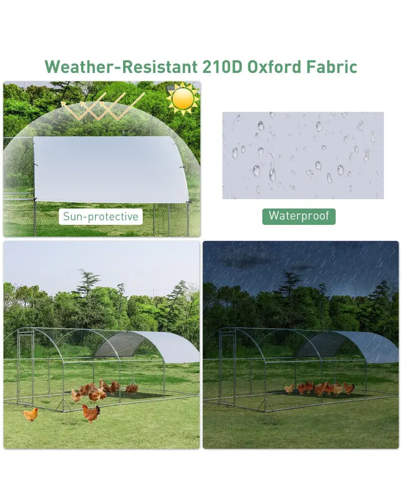 6.2 Feet/12.5 Feet/19 Feet Large Metal Chicken Coop Outdoor Galvanized Dome Cage with Cover-L - Black - Chicken Coops