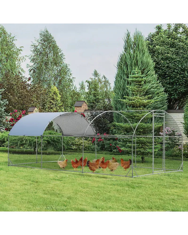 6.2 Feet/12.5 Feet/19 Feet Large Metal Chicken Coop Outdoor Galvanized Dome Cage with Cover-L - Black - Chicken Coops