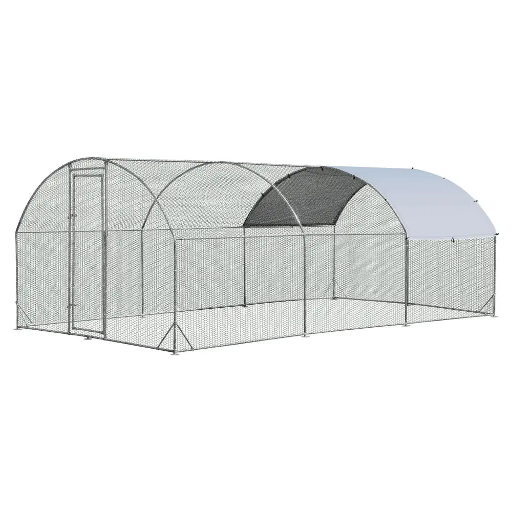 6.2 Feet/12.5 Feet/19 Feet Large Metal Chicken Coop Outdoor Galvanized Dome Cage with Cover-L - Black - Chicken Coops