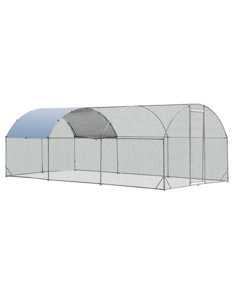 6.2 Feet/12.5 Feet/19 Feet Large Metal Chicken Coop Outdoor Galvanized Dome Cage with Cover-L - Black - Chicken Coops